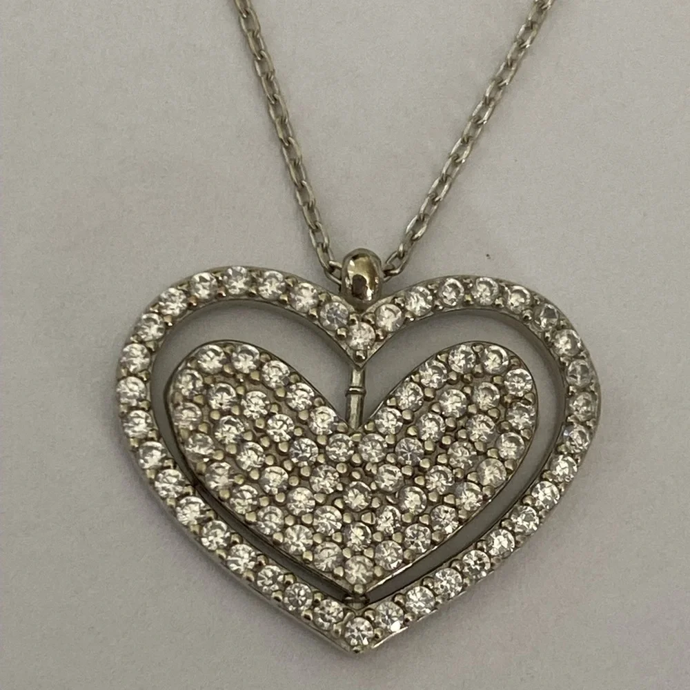 💗 Reversible spinning heart 925 silver necklace